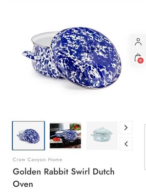 Golden Rabbit  Blue Swirl Enamel Dutch Oven with Lid